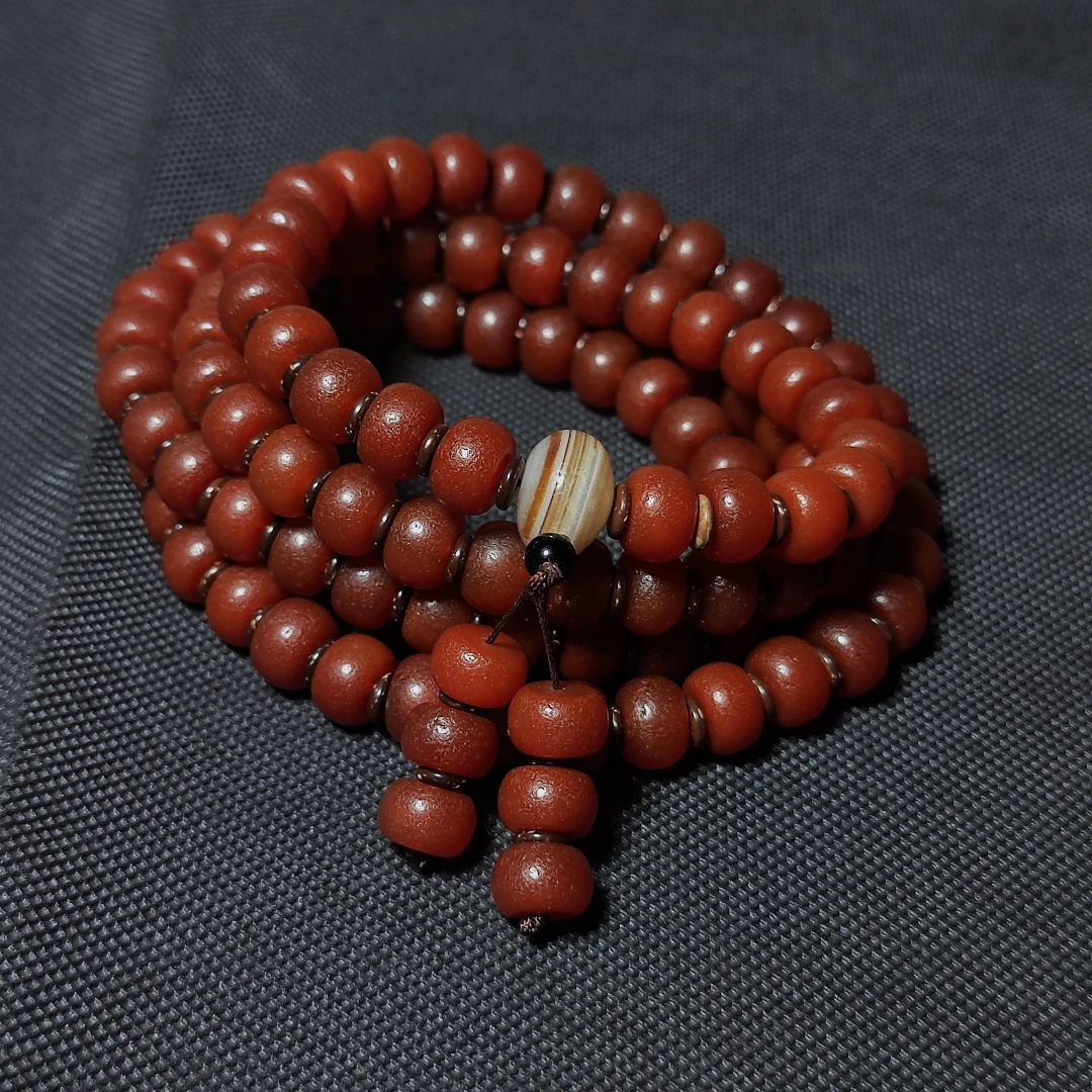 High quality 108pcs/string Old Red Agate 7.5mm*12mm Natural Stone Tibetan Dzi Beads for Bracelets High Quality