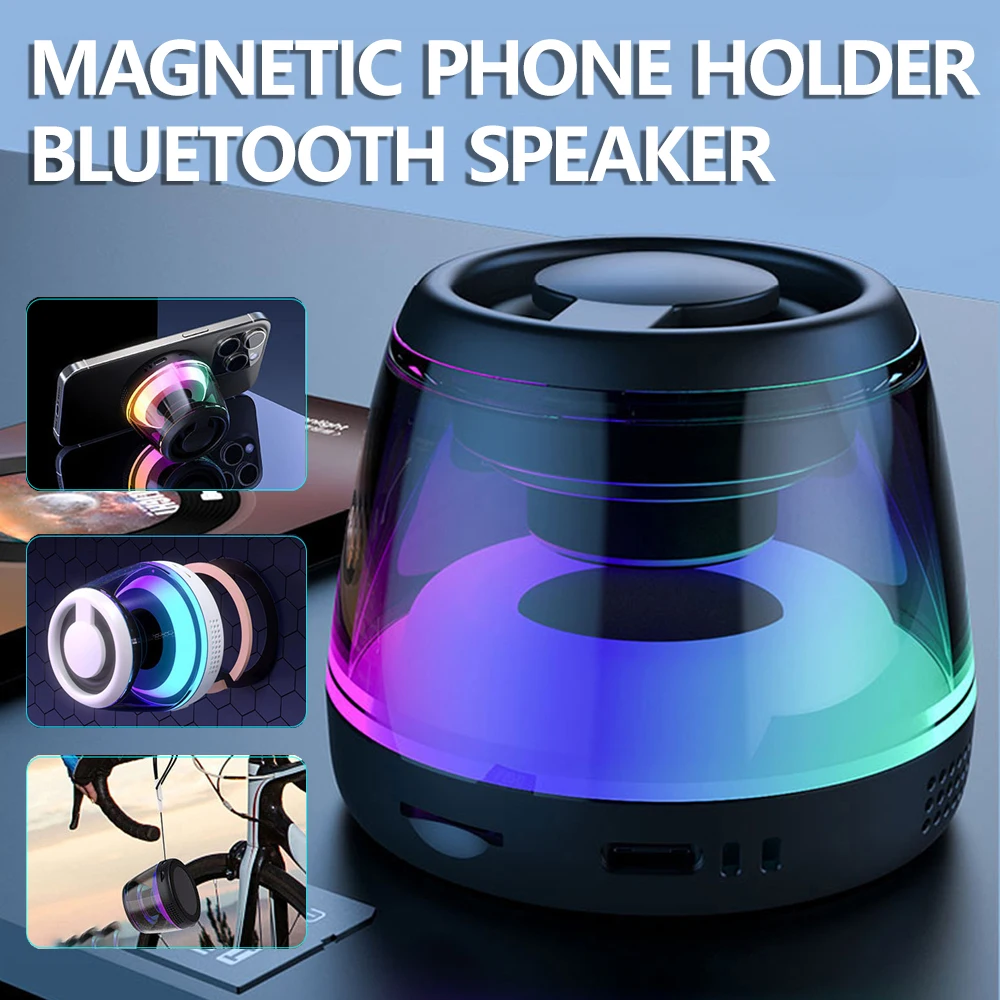 Mini soporte inteligente portátil para teléfono móvil, Altavoz Bluetooth, soporte magnético para teléfono, imán móvil, agarre de anillo para teléfono