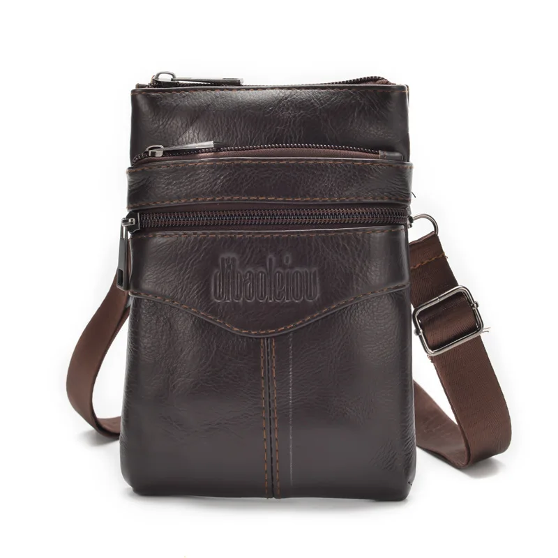 Men\'s small belt waist bag, genuine leather one shoulder crossbody bag, top layer cowhide men\'s bag