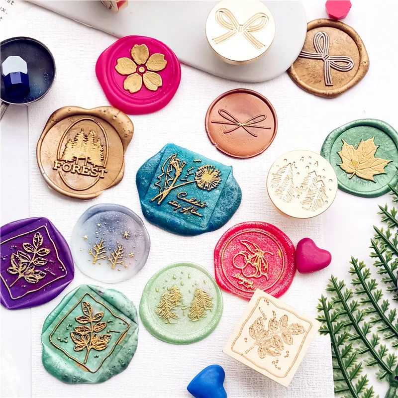 Wax Seal Stamp Head Japanese Mizuhiki Gifts Sakura Plant Mountain Series Pattern Scrapbooking Card Decoration Stamp Head