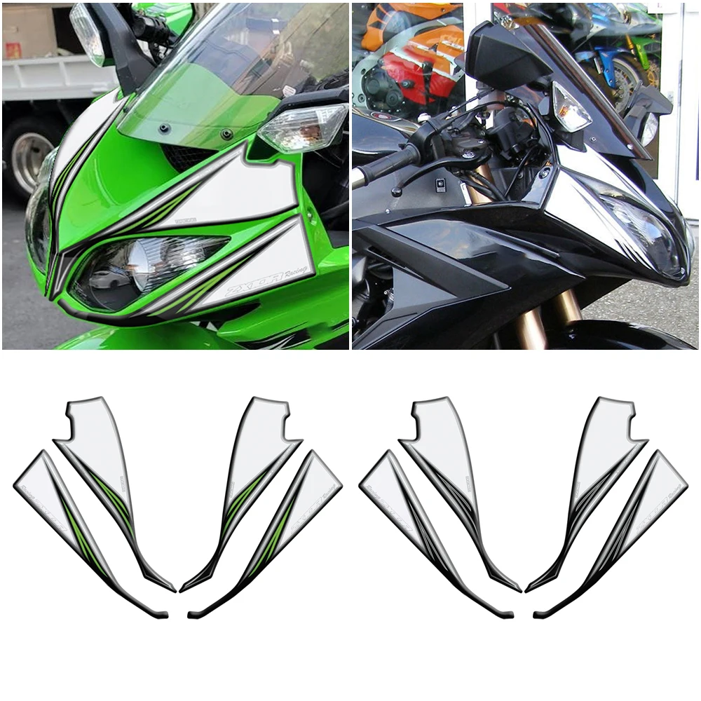 

3D гелевая защитная наклейка на передний обтекатель для мотоцикла ZX10R Ninja 2010, наклейка на корпус фары, водонепроницаемая