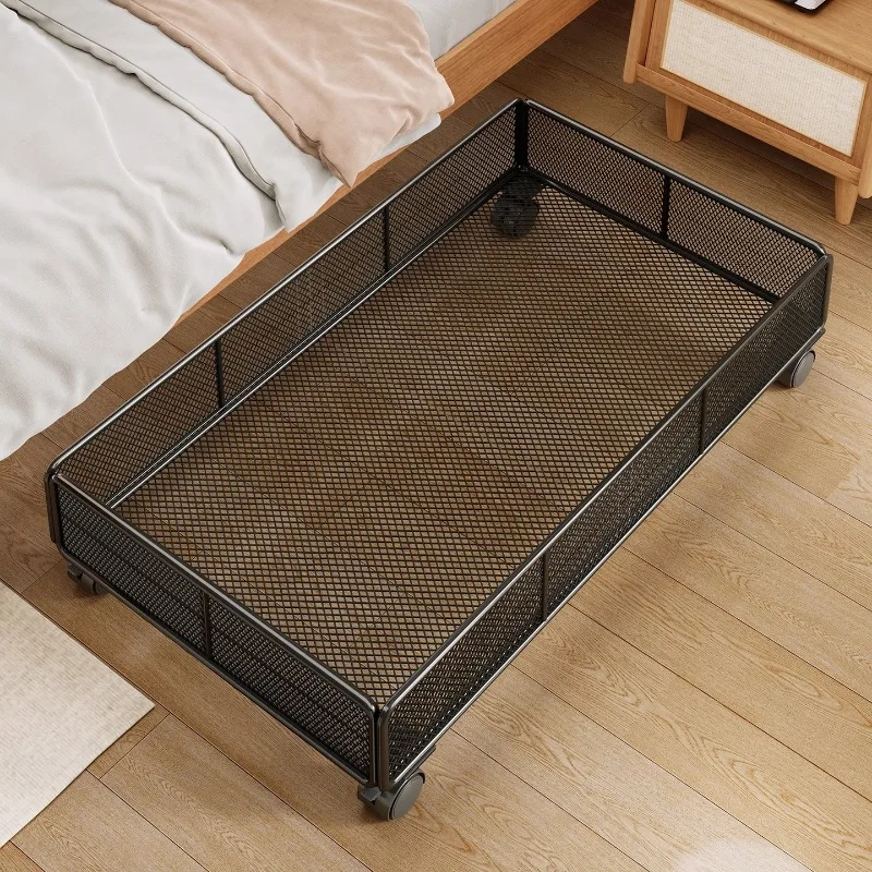 Flat Under Bed Storage Box with Wheels - Pull-Out Cabinet Organizer Shelf for TV Sofa Underneath Shoe Container Household