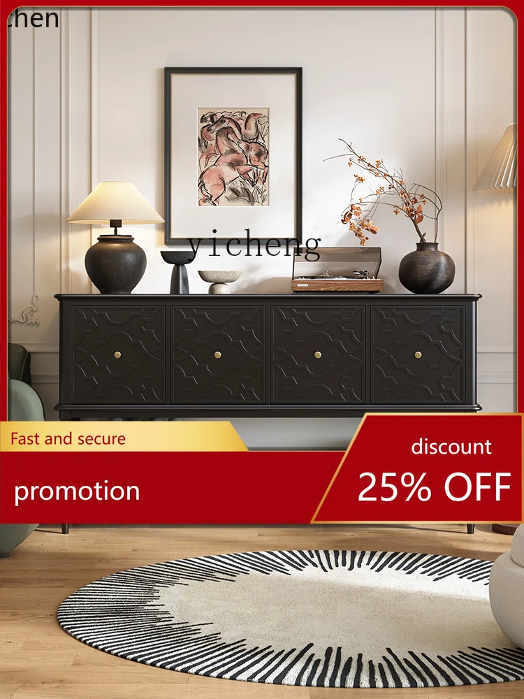 

YFY French Retro Entryway Cabinet Wall-Mounted Solid Wood Home Living Room Hallway Decorative Cabinet Bedroom