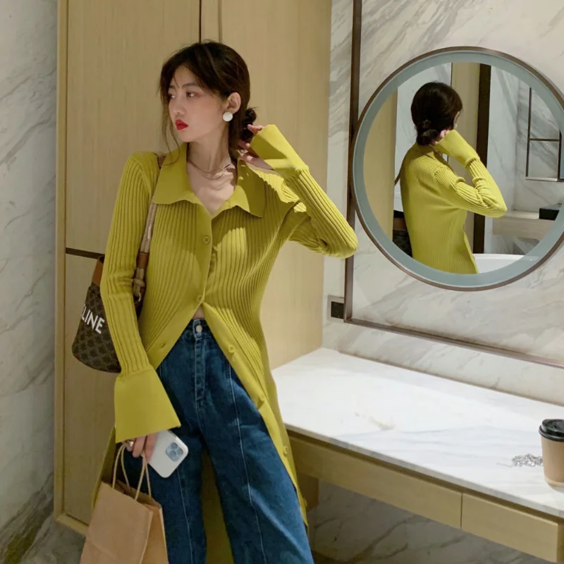 Abiti Midi lavorati a maglia di un pezzo per le donne autunno inverno 2024 vestito maglione lavorato a maglia da donna Vintage a maniche lunghe