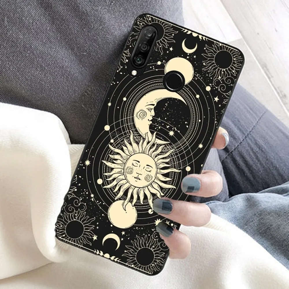 Suns Moons Clouds Astrological  Phone Case For Huawei Honor 10 lite 9 20 7A 9X 30 50 60 70 pro plus Soft Silicone Cover