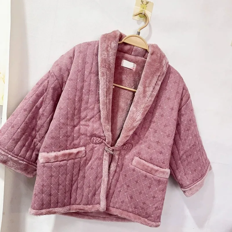Winter Women Hanten Padded Jacket, Japanese Traditional Kimono Style Home Wear, Thick Warm Asian Casual Coat