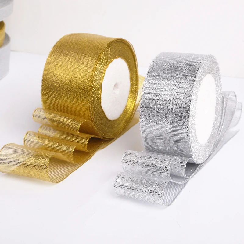أشرطة البصل الذهبية والفضية المصنوعة يدويًا بريق معدني لحفلات الزفاف وحفلات عيد الميلاد لتزيين بطاقة حزام ذاتية الصنع لتغليف الهدايا
