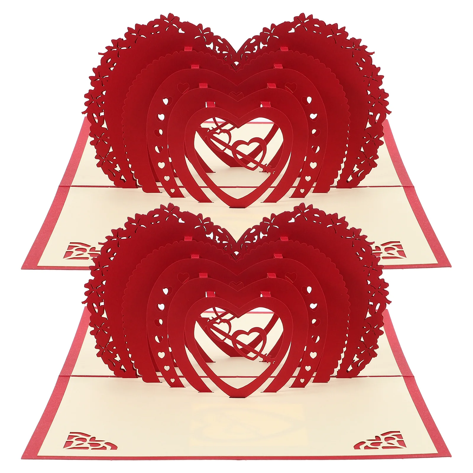

2Pcs Romantic 3D Heart Greeting Cards Paper Design Valentine Wedding Invitation Blessing Card Wedding Greeting Cards