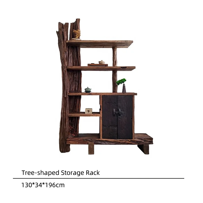 Bookshelf Living Room Bookcase For Hotel & Homestay Use //Wabi Sabi Furniture Storage Cabinet Wooden Tree Shaped