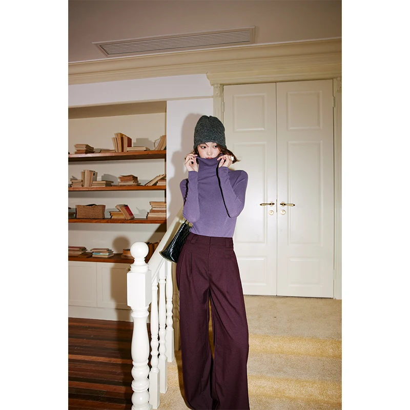 

Универсальный шерстяной джемпер Rosebanks с высоким воротом, простой дизайн, для повседневной носки, с длинными рукавами, стандартной длины, вязаный топ