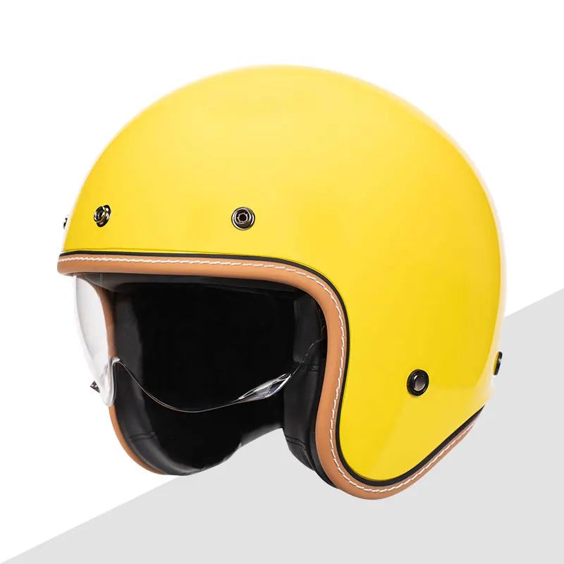 ECE Lemon Yellow Wholesale Price Motorcycle Open Face Helmet Retro 3/4 Casco Moto Helmet Jet Scooter Vesp Helmet Retro Casque