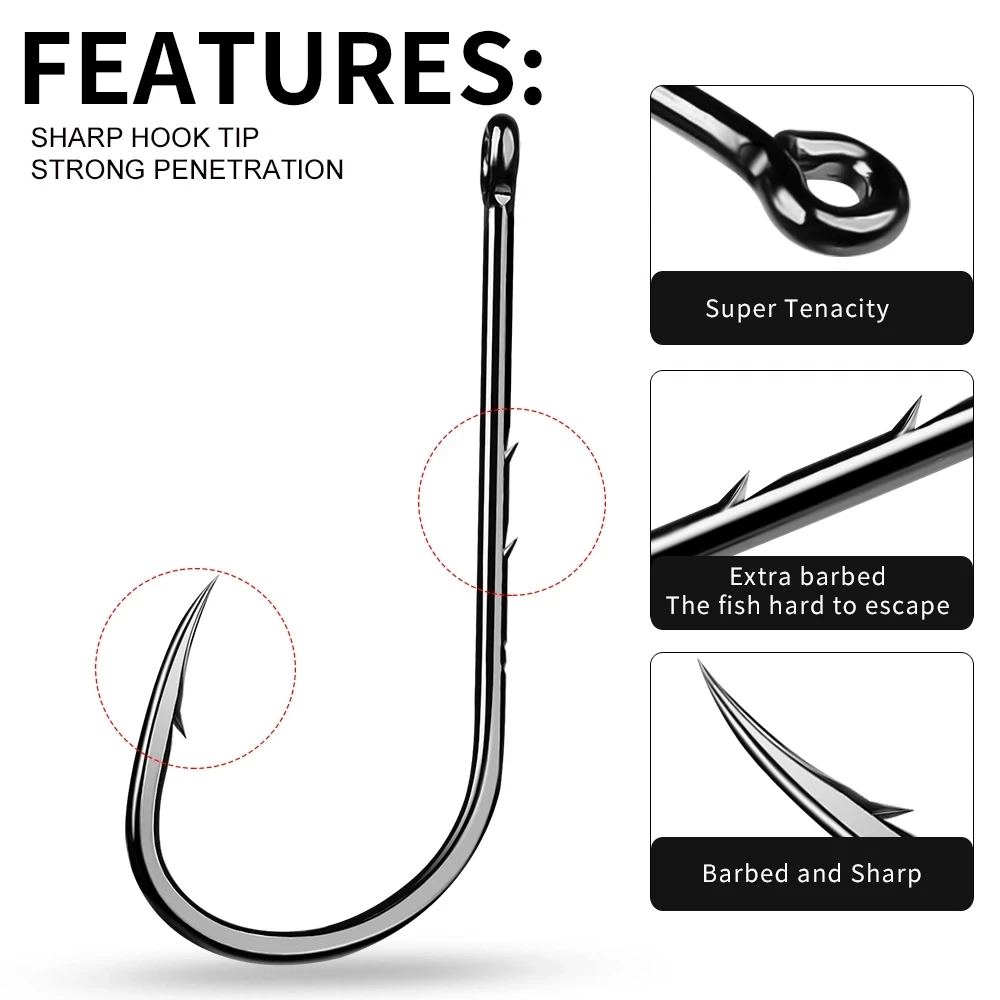 30pcs Baitholder Fishhook Size #1/0-#14 Carp Fishing Hooks Jig Big Barbed Hook High carbon steel salt hooks hook