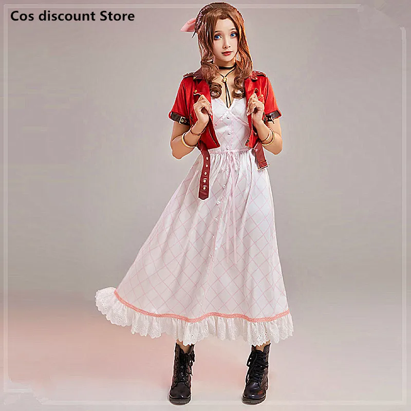 Final Fantasy FF7 Aerith Gainsborough Cosplay Costume Anime Women Fashion Dress Role-playing Clothing for Girls 2022 Sizes S-XL