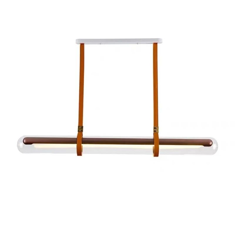 

Light luxury living room dining room strip modern minimalist designer art hotel bar table belt glass chandelier