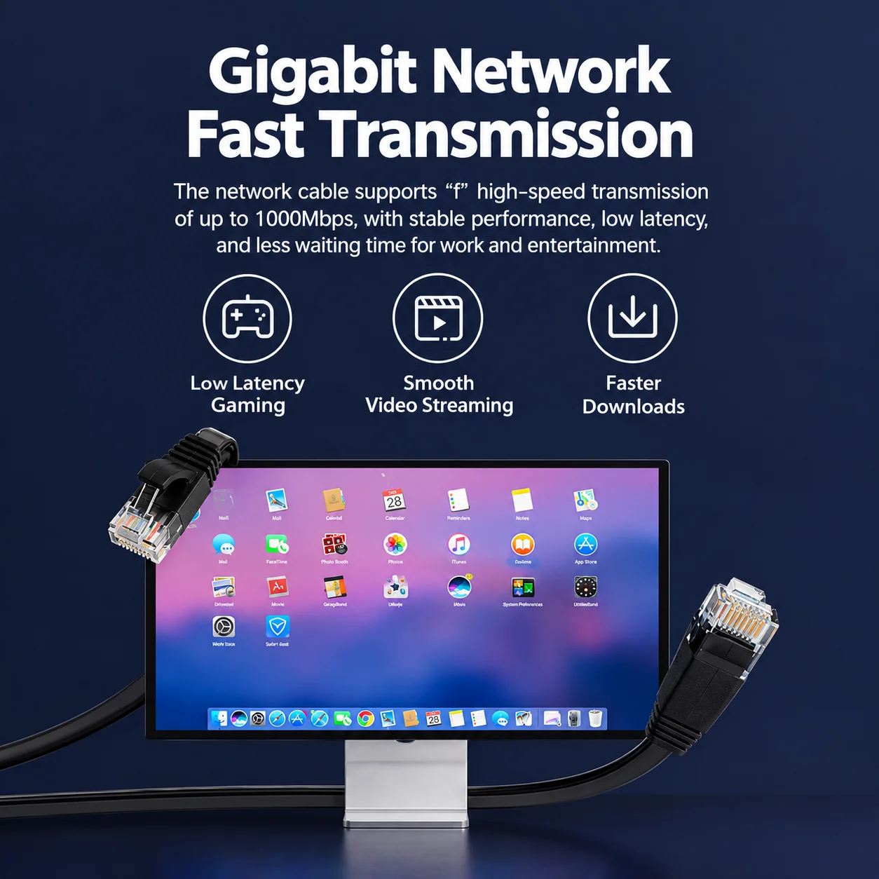Cat 6 Flat Ethernet Cable UTP 1000Mbps Cat 6 RJ 45 Network Cable For Laptop Router PC PS5 4 Xbox Modem 0.3/0.5/1/2/3/5/30M