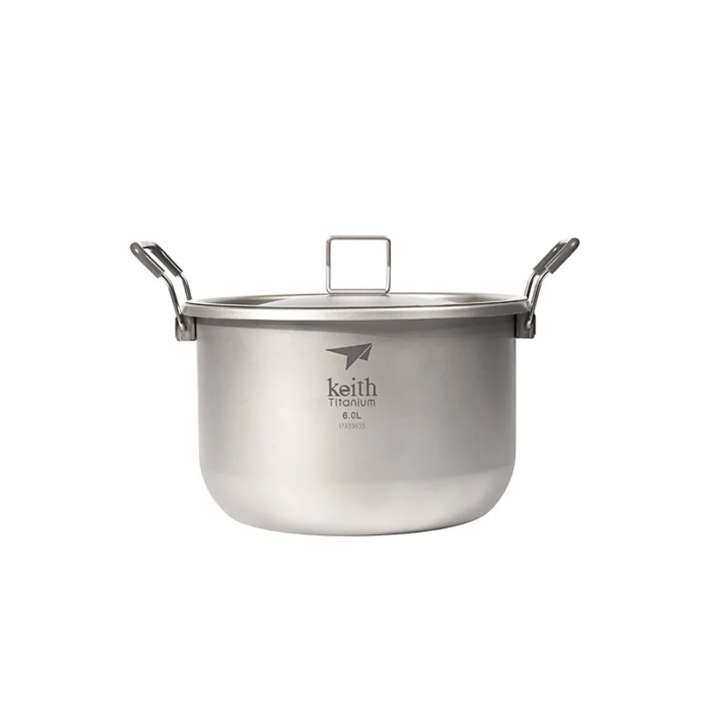 Imagem -02 - Keith Titanium Cookware Pot para Acampamento ao ar Livre Piquenique 6.0 l Ti8301