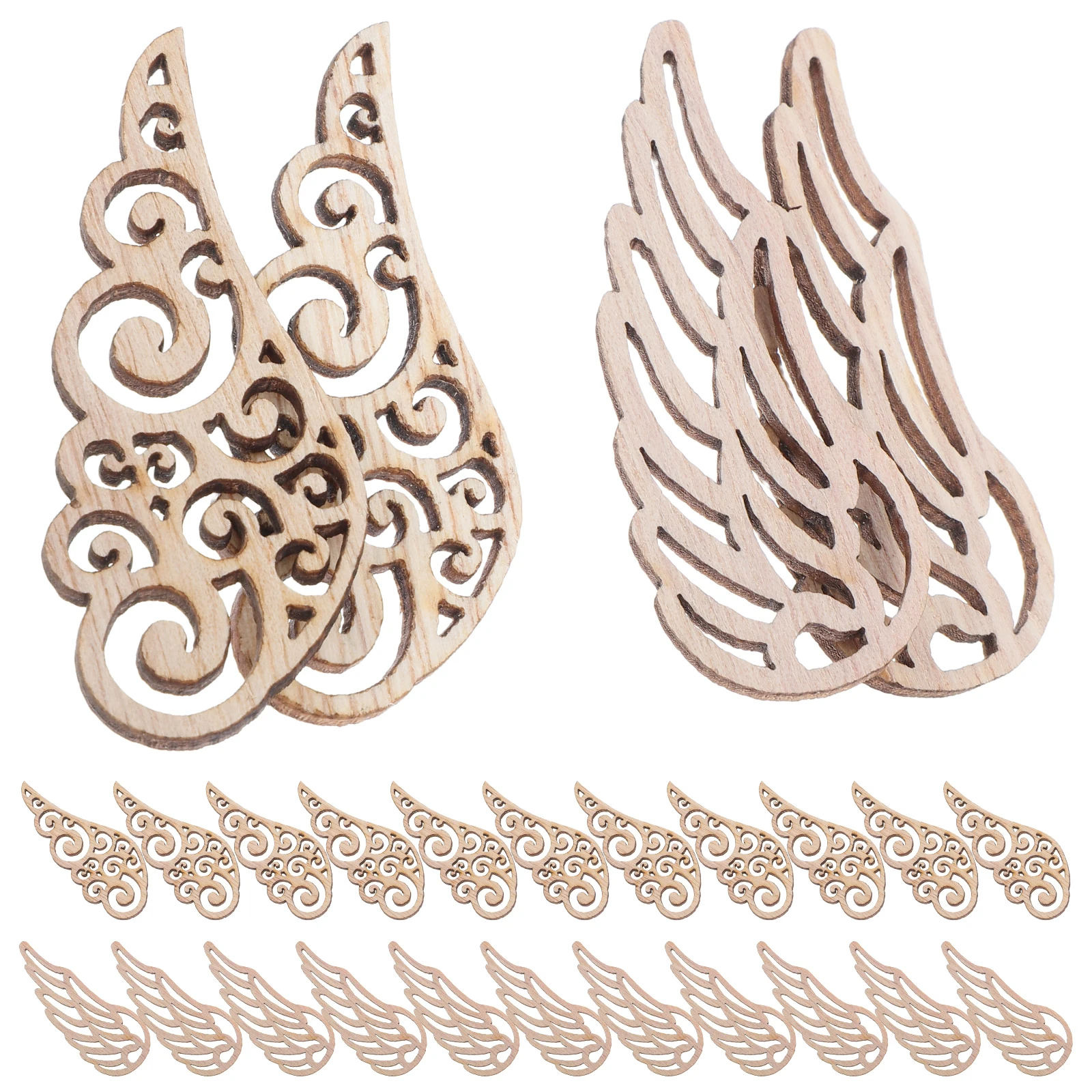

100pcs Wooden Angel Wings Ornaments Diy Wood Craft Christmas Tree Hanging Wings Decoration Diy Painting Graffiti Wooden Slices