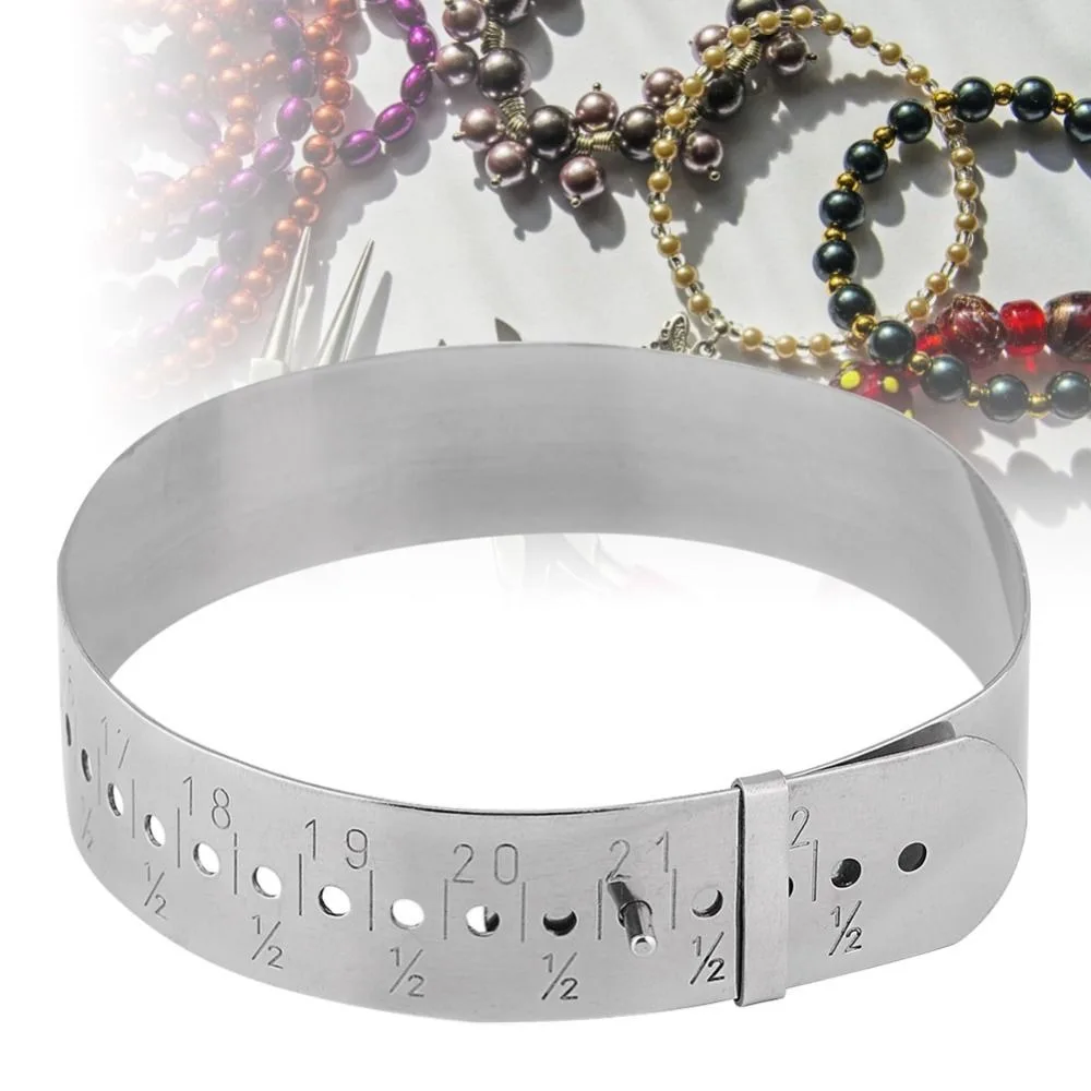 

Stainless Steel Adjustable Bangle Gauge Adjustable Metal Slide 15-23cm Wrist Gauge Measures in Inches