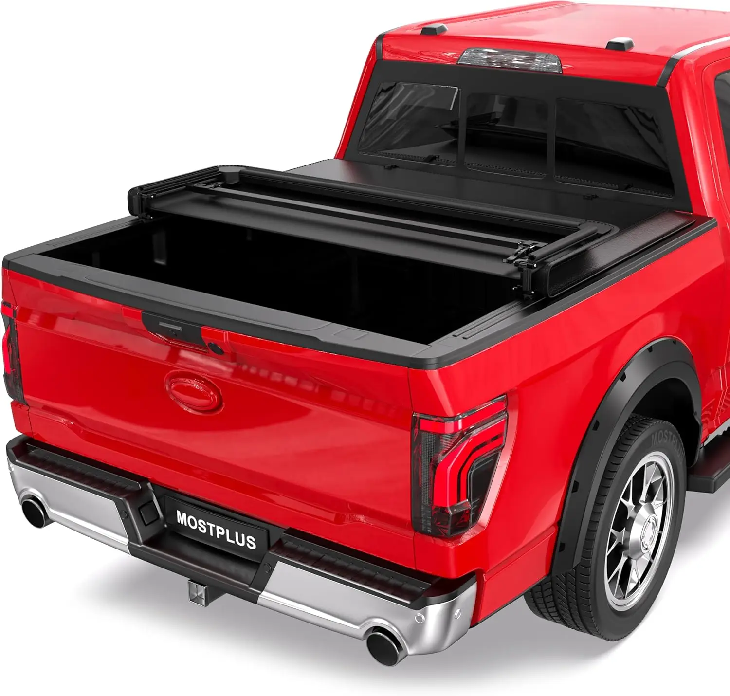 For 2022 - 2025 Trucks Bed, Tri - Fold Soft Tonneau Cover, Black, On - Top Compatible & Space - Saving