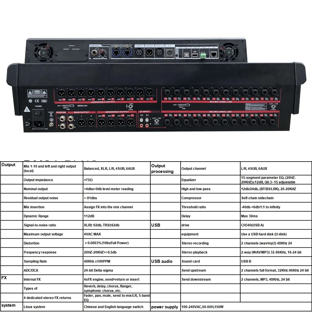 SENMICRE Supporto mixer audio professionale a 24 canali per la registrazione multi-track Mixer DJ Mixer console audio Performance sul palco