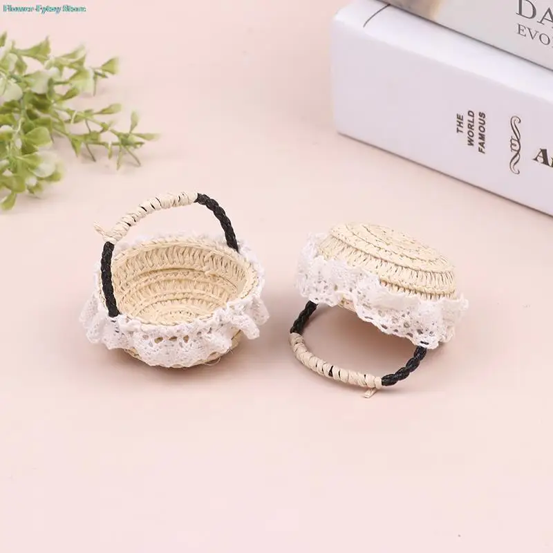 Dollhouse Hand-woven Flower Baskets Mini Furniture Basket Dollhouse Picnic Basket Dollhouse Accessories Kid Gifts Wholesale