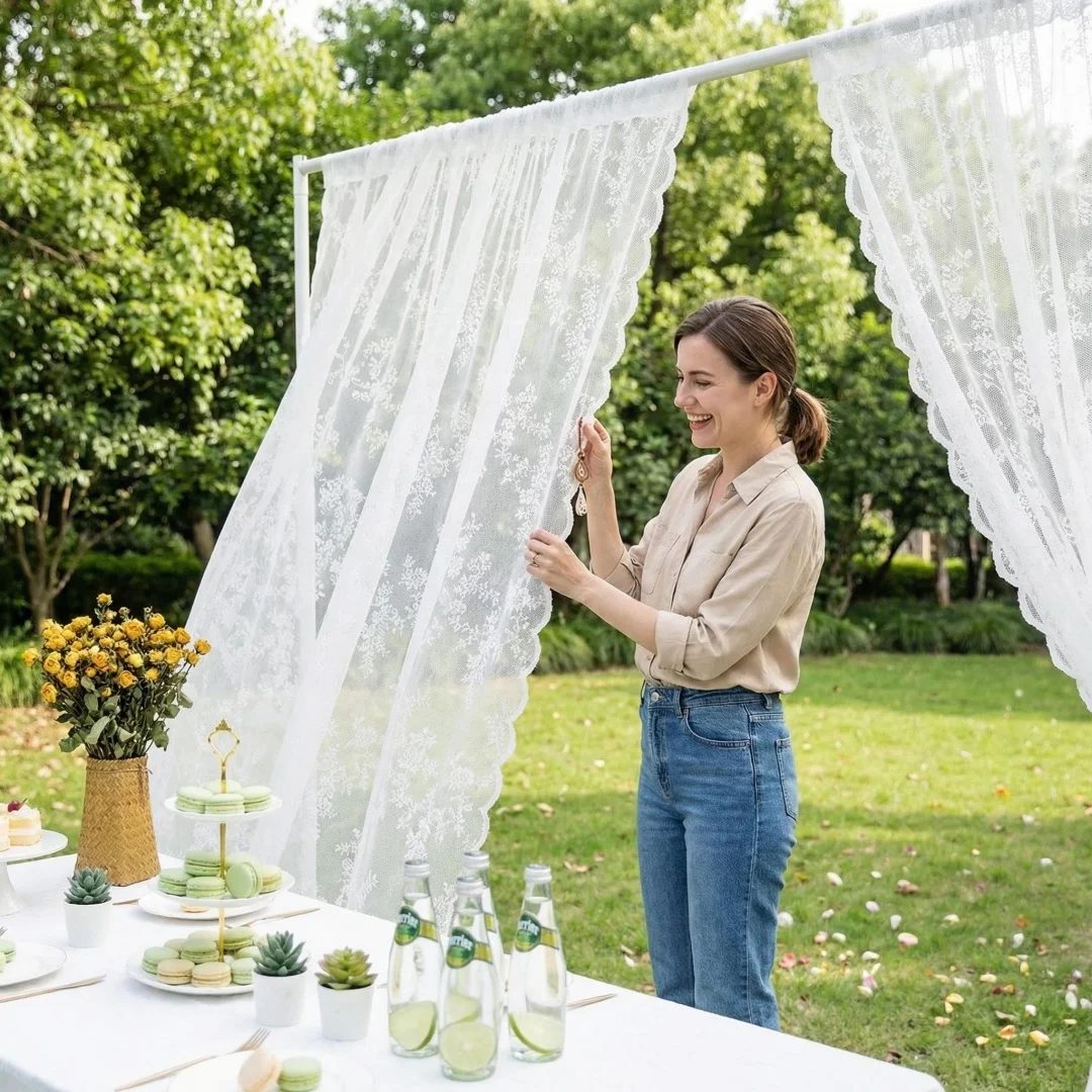 Party gauze curtain fresh style colorful birthday decorations romantic wedding decorations wedding window screening supplies.
