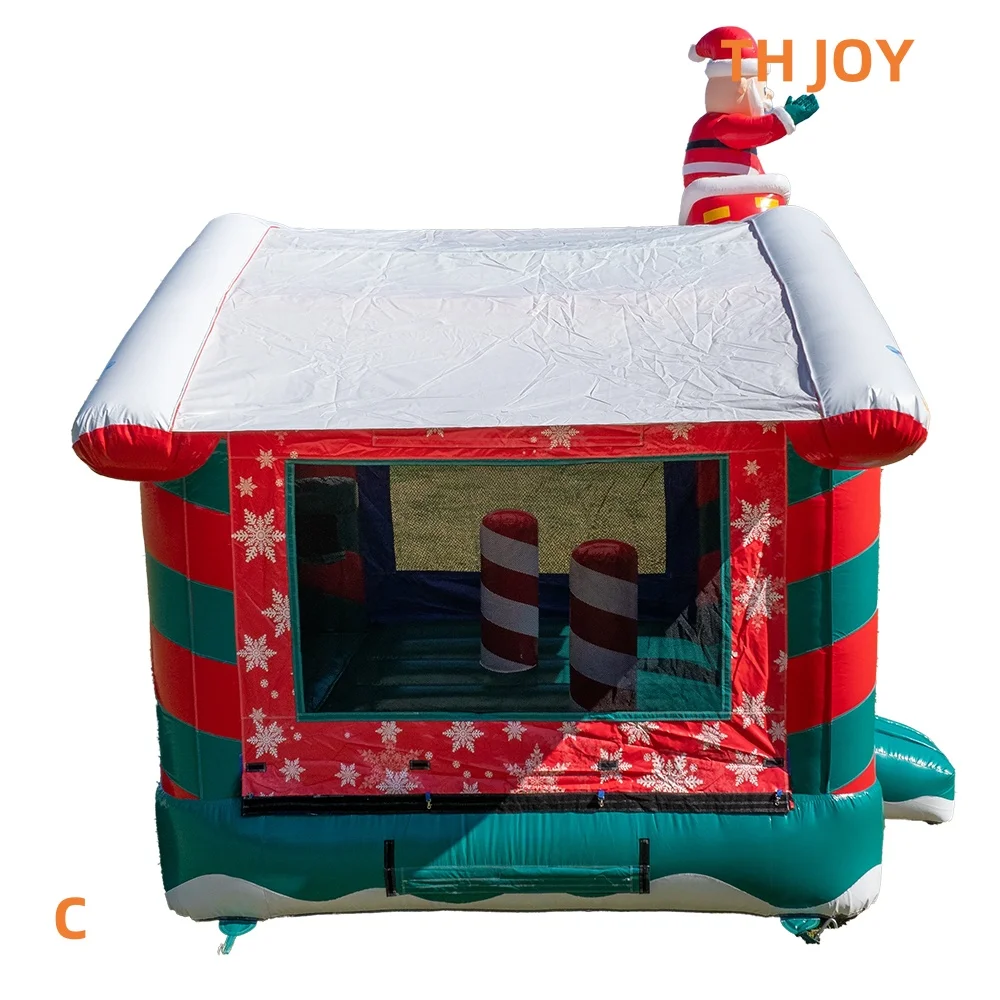 Maison de saut gonflable de noël, location commerciale, maison de rebond gonflable avec dessin animé du père noël