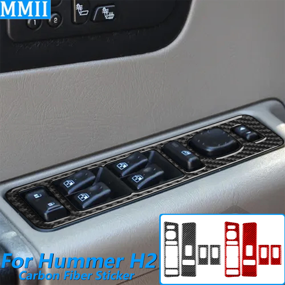 Für Hummer H2 2003-2007 Carbon-Faser Türfensterheber-Schalter Bedienfeld-Abdeckung Dekorative Auto-Zubehör Dekorationsaufkleber