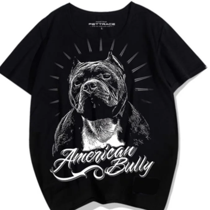 2026 novo americano bully cão padrão fã canino cultura de rua impressão de alta qualidade masculino solto plus size manga curta tendência topo