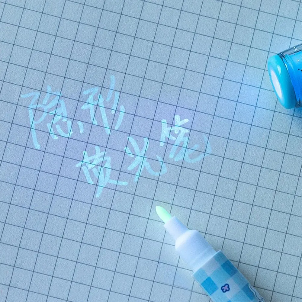 Mysterieus Verdwijnende Leuke Onzichtbare Marker Led UV Lamp Met Klein Licht Onzichtbare Balpen Gel Pen Dubbele Hoofd