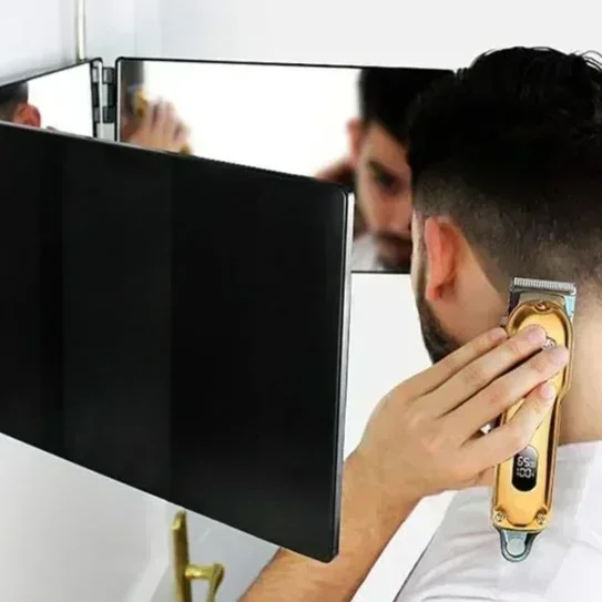 

Stretchable New Three-fold Mirror Suspension-style Hair Mirror Folding Makeup Mirror, Hair-cutting Mirror, Three-sided Mirror