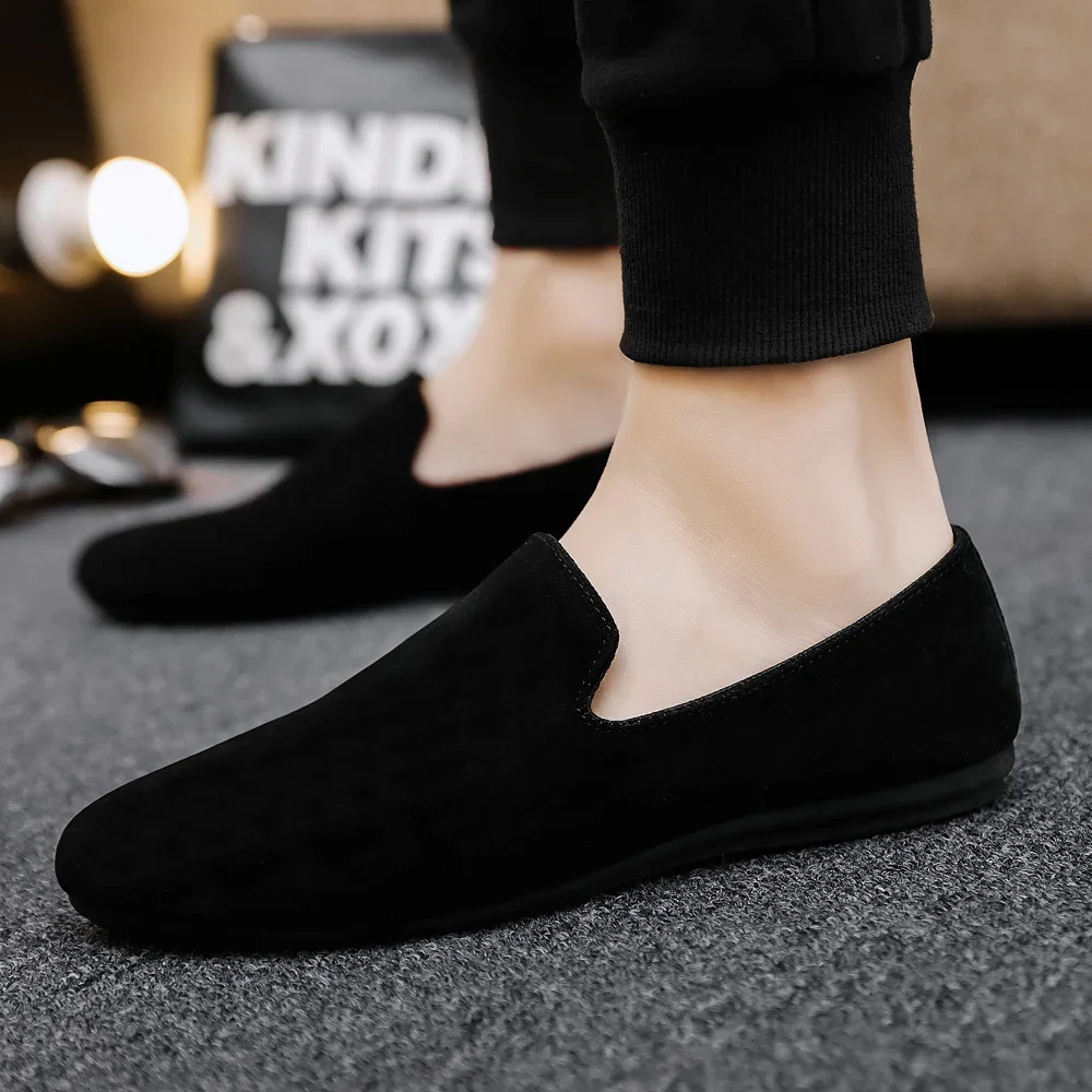 Men's Slip On Loafers Preppy Lightweight Breathable Comfort Outdoor Flats Men Non Slip Soft Sole Casual Daily Walking Shoes