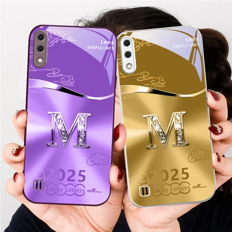 

Gradient yellow letter M For Samsung A01 A02 03 Core 04 05 06 10 12 13 14 5G 15 16 M02 12 Note 8 9 10 20 glass Ultra phone case
