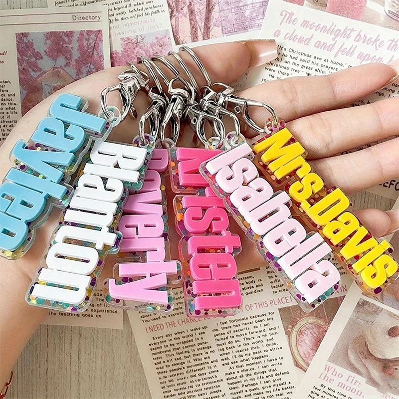 Pink Acrylic Custom Name Letters Keychain