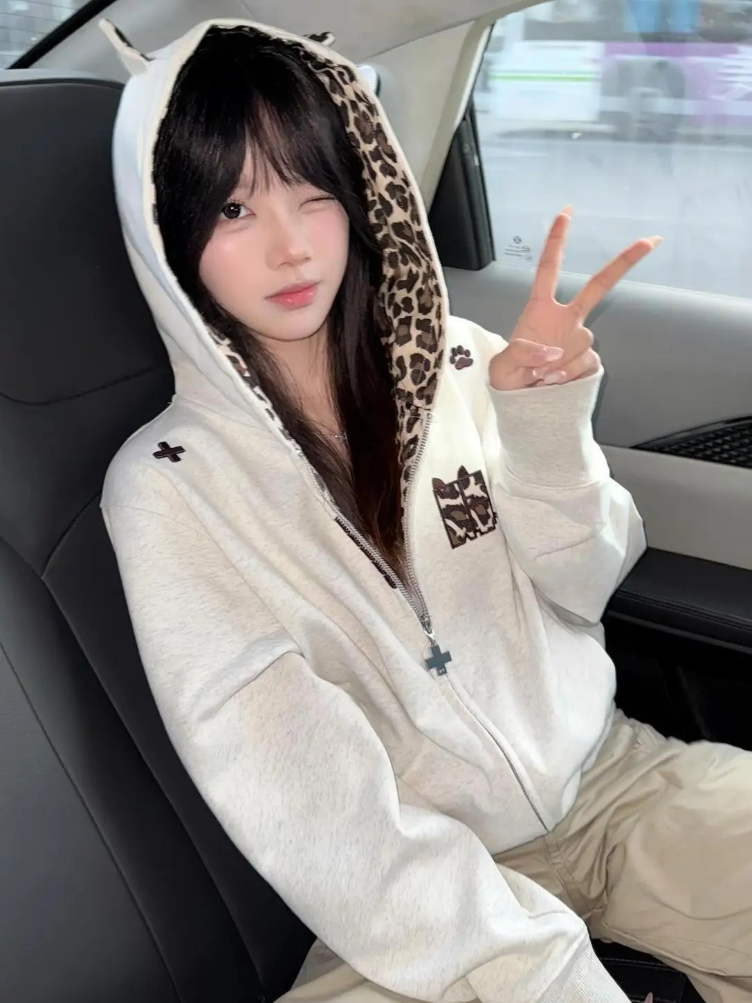 

Американская уличная толстовка с леопардовым принтом и длинными рукавами на молнии, женская осенне-зимняя куртка-кардиган для пикантных девушек, топ Y2k