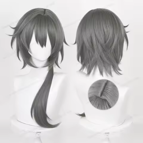 Game ES Crazy:B Shiina Niki Cosplay Wig 60cm Grey Hair Anime Heat Resistant Synthetic Wigs + Wig Cap