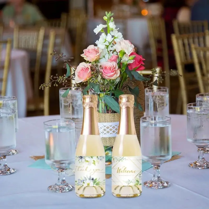 57Be 6pcs Flower Bottle BOOCK Etichetta adesivi per bottiglia vino Adesivo per matrimonio