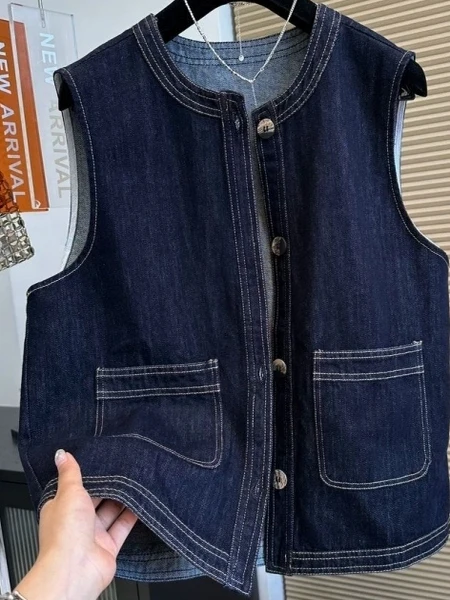 

Джинсовый жилет свободного кроя, новинка весенне-осеннего сезона, большие размеры, 300 Pou, Гонконг, модный, универсальный, стильный, удобный.