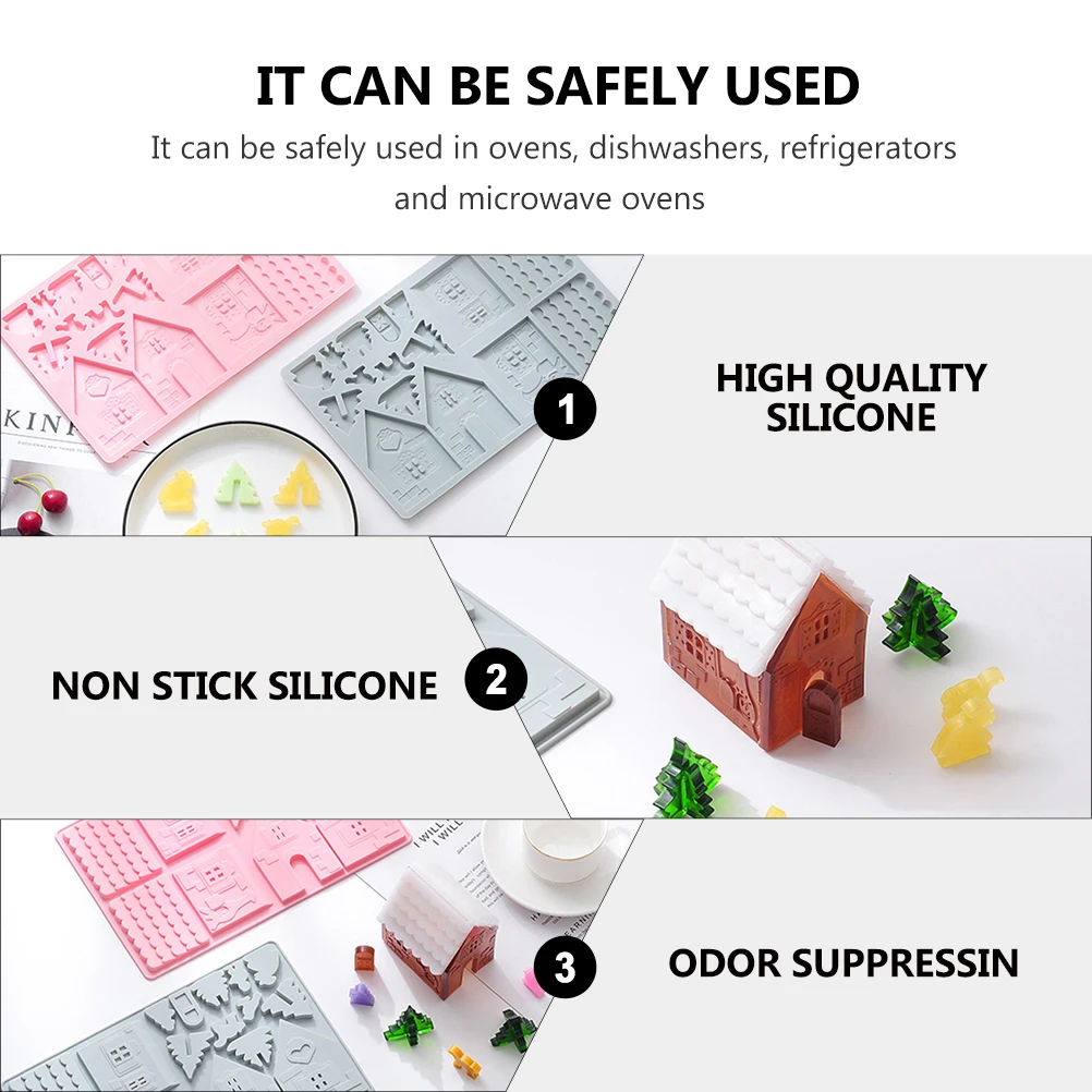 

2Pcs Silicone Baking Mold DIY Christmas Gingerbread House Cake Mold Chocolate Biscuit Tool Food Making Mould DIY Material