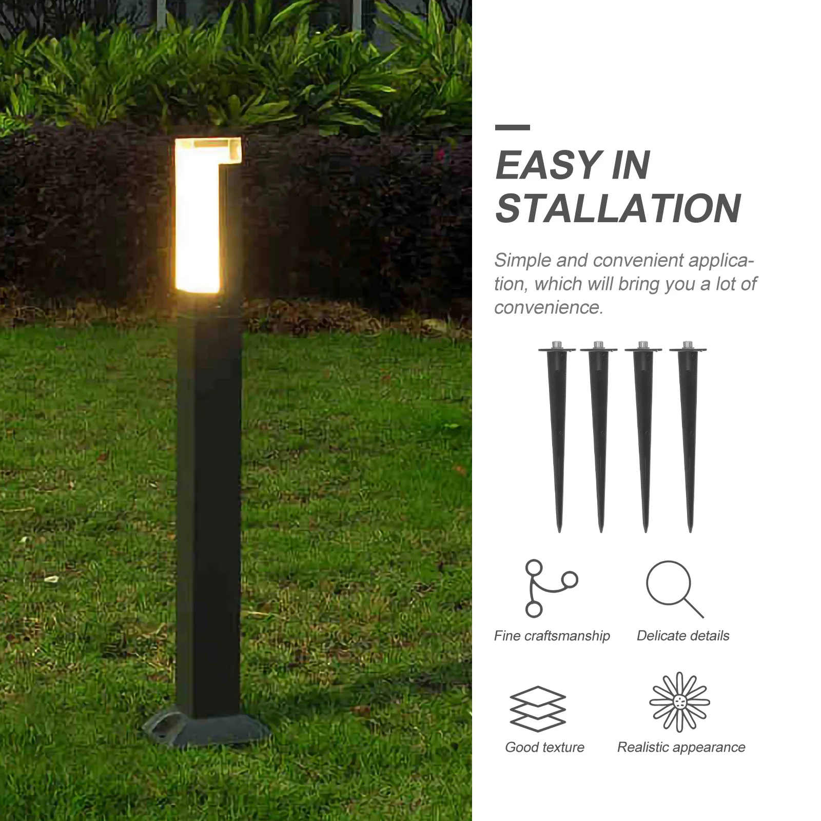 

4 шт., вставные стойки для уличных ламп, прочные литые алюминиевые садовые колья для солнечных прожекторов, световые колья, вставка для лампы