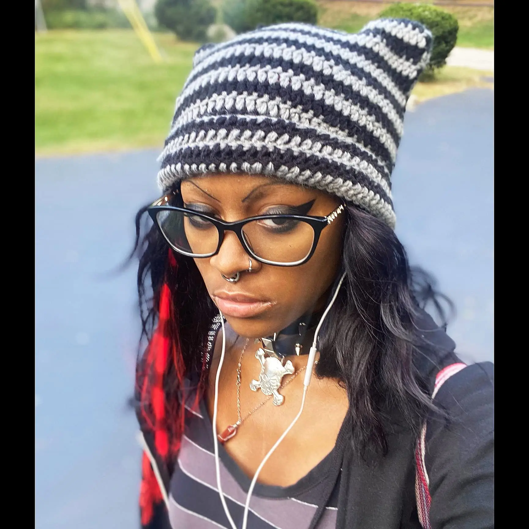 Women's Cat Beanie Crochet Hats with Ears Knitted Winter Warm Elastic Cap Slouchy Halloween Cosplay Costume For Boys Girls Adult