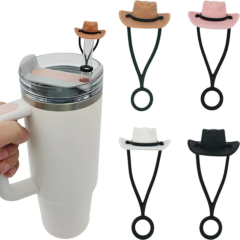 Silicone Cowboy Hat Straw Covers Cap Compatible For Cup 30 40oz Cute Funny Tumbler Straw Topper Cup Accessories