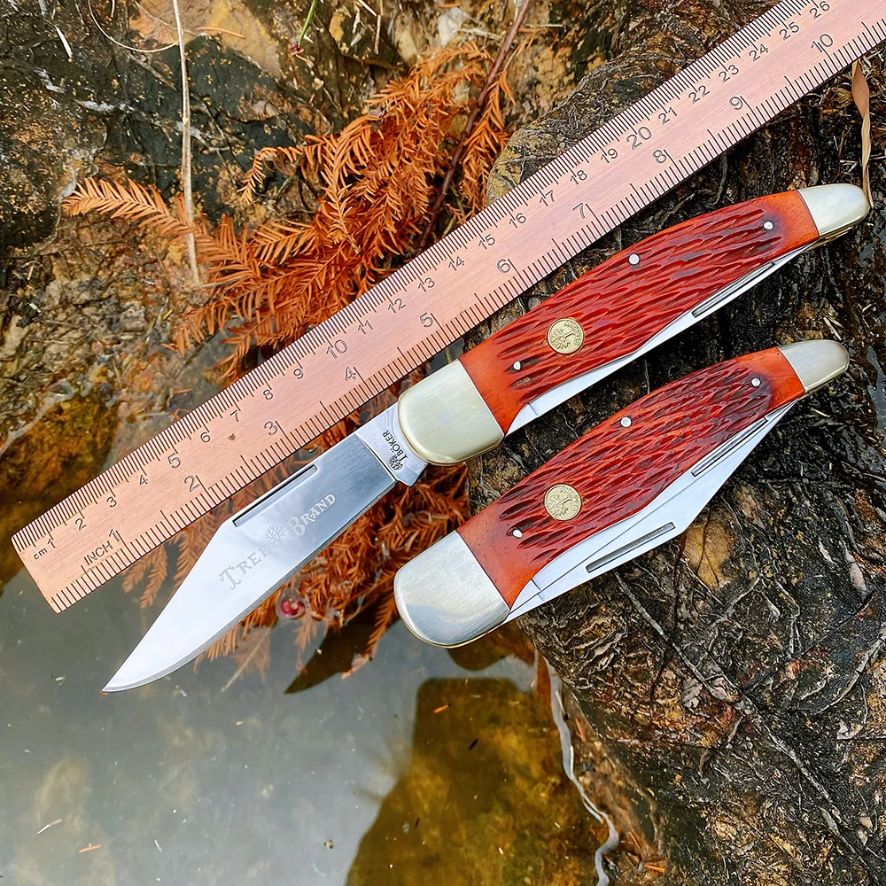 

Watchman Big Size Trapper Knives Pocket Double Blades Slip Joint Folding Knife Classic Bone Grips Mirror Finish