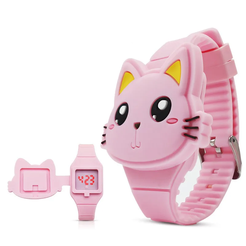 Reloj electrónico LED de dibujos animados Para niños y Niñas, relojes de muñeca de juguete de silicona, regalos Para niños, lindo conejo y gato