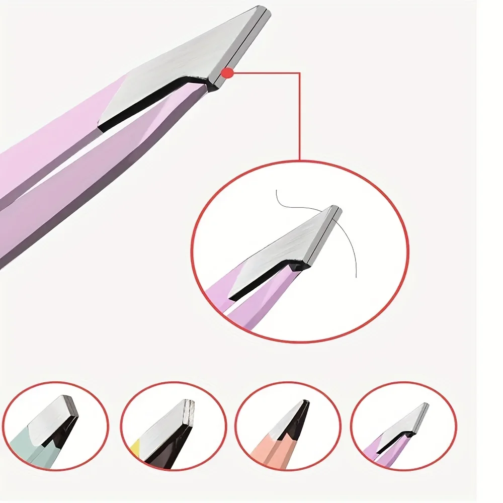 4pcs Tweezers For Eyebrows, Slant Tip/ Angled Tip Eyebrow Tweezers, Precision For Eyebrows Facial Hair, Ingrown Hair