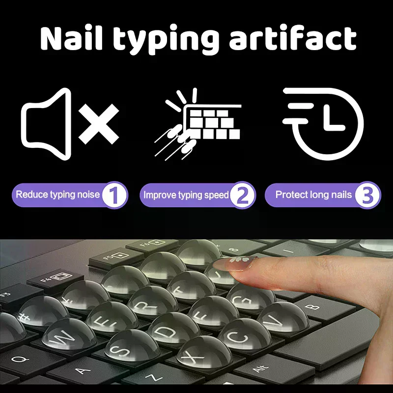 64/100Pcs Long Nail Typing Tools Transparent Silicone Keycaps Providing Clear And Comfortable Protection For Long Nail Art