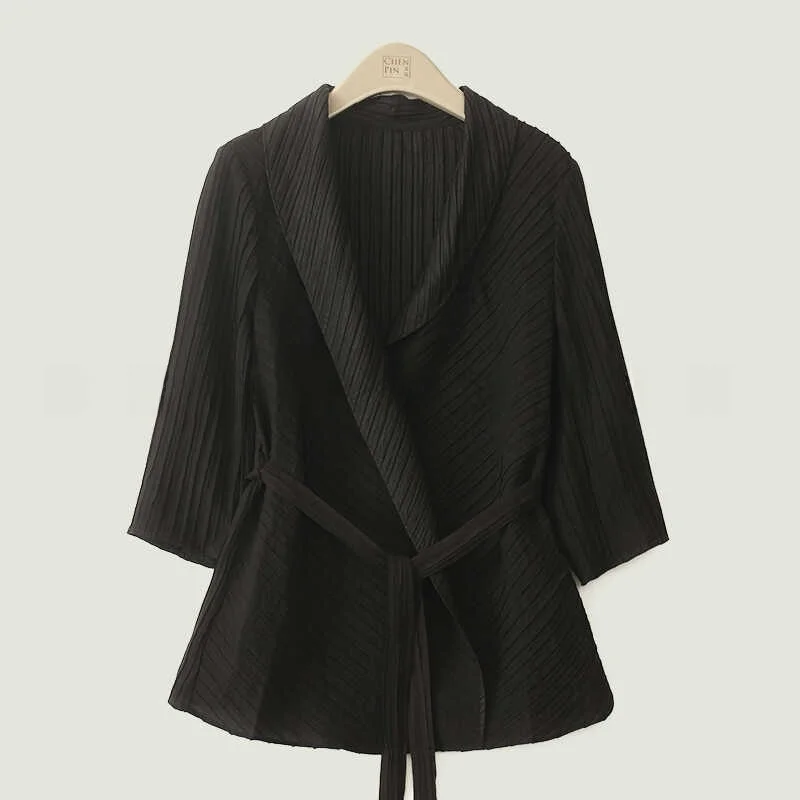 

Женский летний костюм из шелка (семь четвертей), свободного кроя, ультралегкий, однотонный, для повседневной носки, новинка