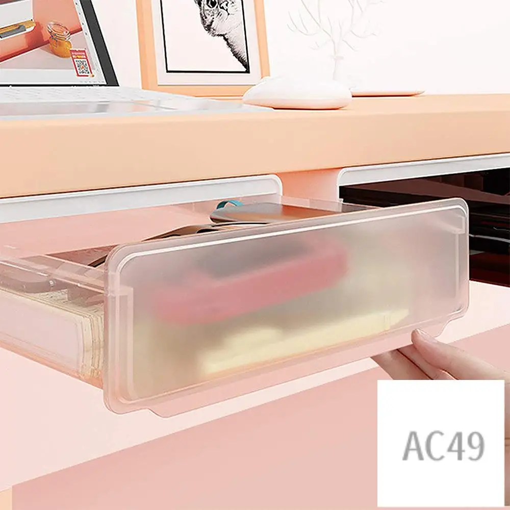 

C9-Under Desk Drawer Organizer, Self-Adhesive -Up Under Desk Storage Box, Under Table Drawer Tray Organizers