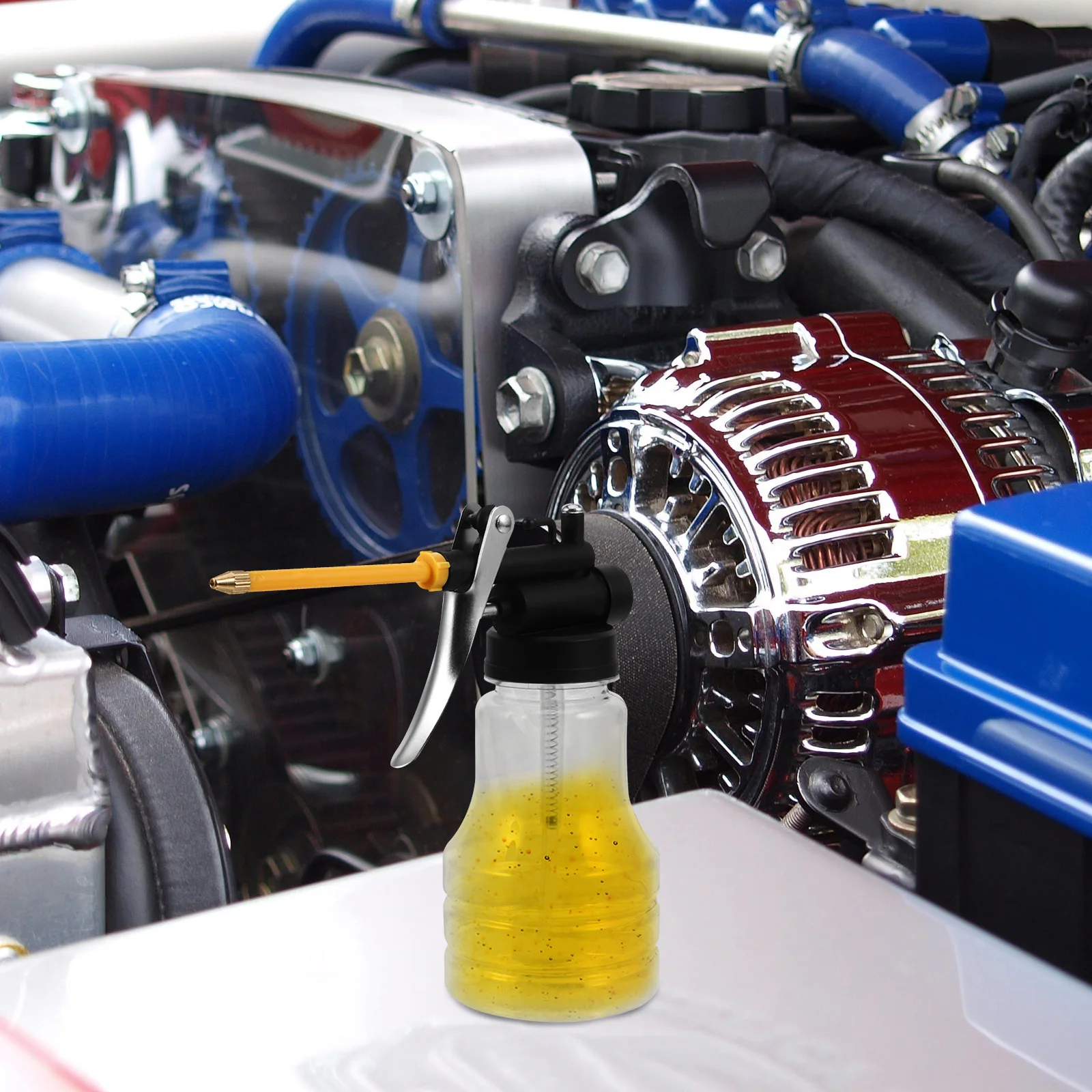 

Transparent 250ml Bottle Long Spout Refiller Machine Oil Container Car Engine Oil Kettle Bottles Vehicle Liquid Storage