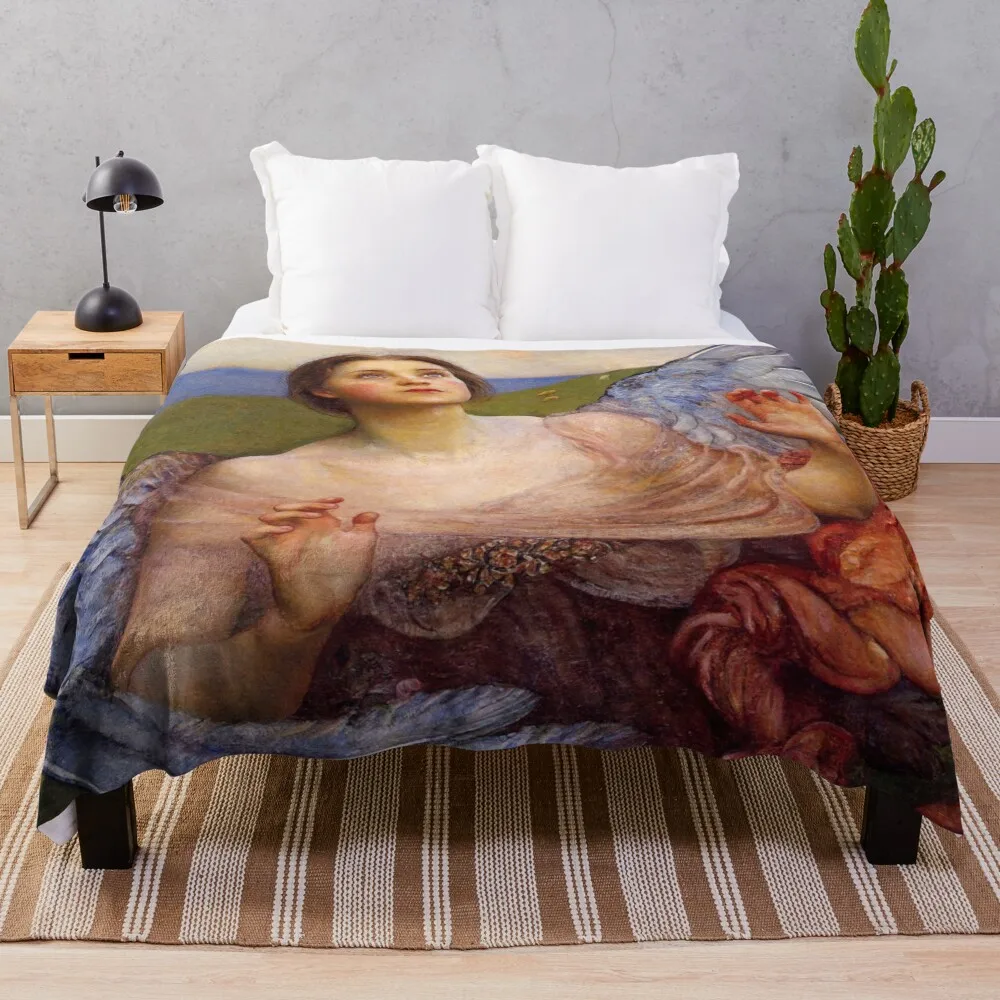 

The Sense of Sight, Beautiful Angel antique art Throw Blanket Shaggy Hairy Summer Beddings halloween Blankets